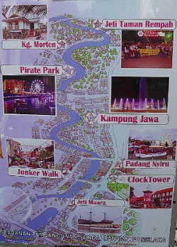 Map of the route taken by the Melaka River Cruise