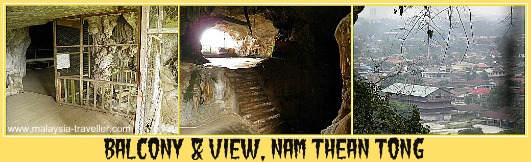 A wooden balcony provides a view from Nam Thean Tong. A wooden balcony provides a view from Nam Thean Tong.