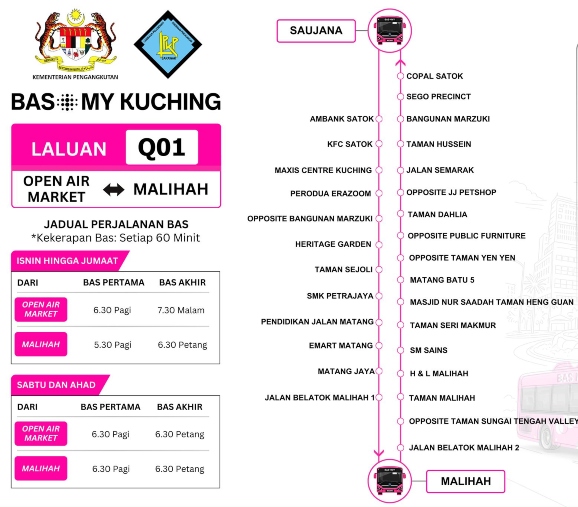 bas.my kuching route map Q01