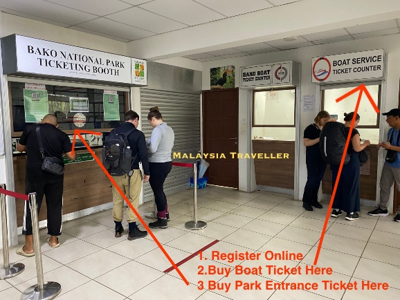 inside the ticket office for the boat to Bako National Park