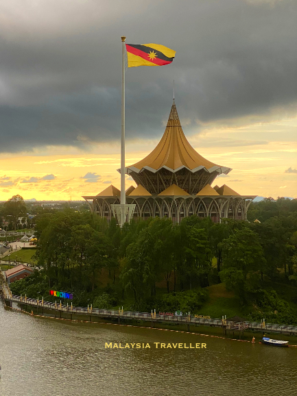 Sarawak flag flying at sunset Sarawak flag flying at sunset