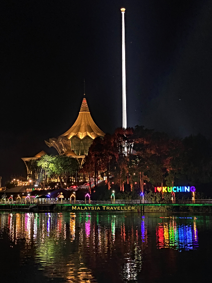 coloured lights along Kuching Waterfront coloured lights along Kuching Waterfront