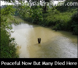 The supports of the old bridge are still visible