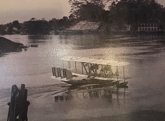 British seaplane floating on the Sarawak River