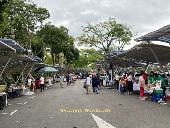 market stalls under canopies