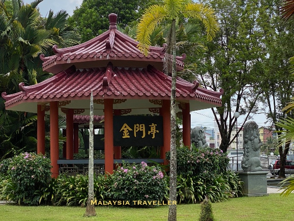 octagonal pavilion with classical chinese roof tiles