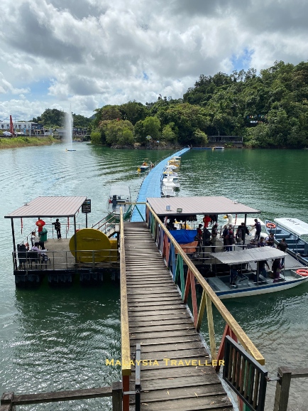 floating bridge crossing the lake floating bridge crossing the lake