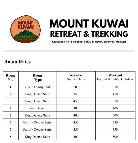 room rates as at August 2026