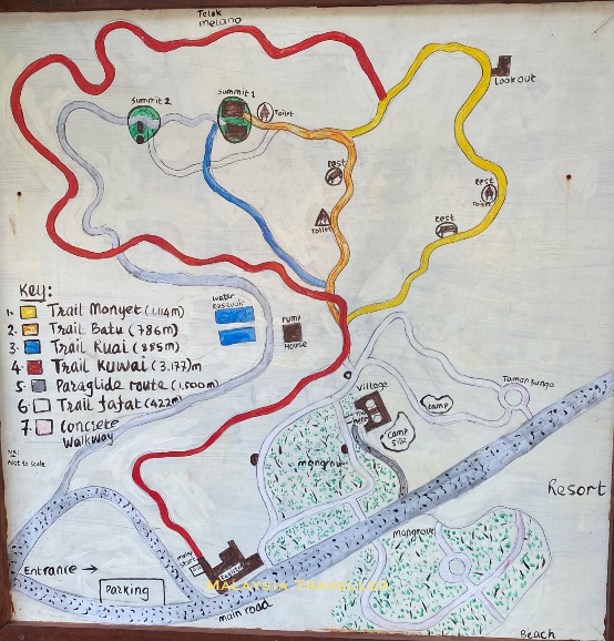 map of the trails at Mt Kuwai