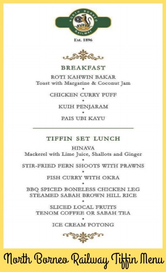 North Borneo Railway menu North Borneo Railway menu