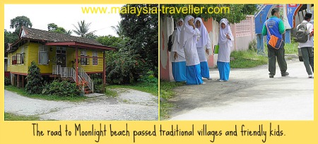Friendly kids in Malay kampungs on the way to Pantai Cahaya Bulan.