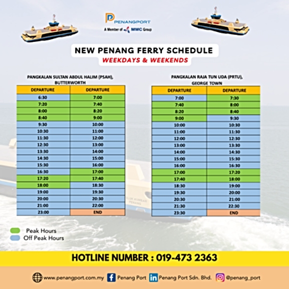 2024 Penang ferry timetable 2024 Penang ferry timetable