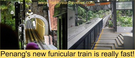 The speedy new funicular train at Penang Hill The speedy new funicular train at Penang Hill