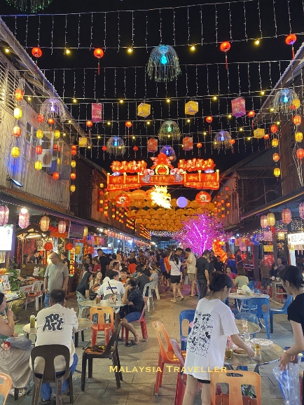 colourful lights and decor at Siniawan
