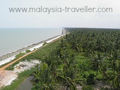 Photo of coastline at Sekinchan taken from the observation tower at the Sekin Fisherman Village Hotel and Resort