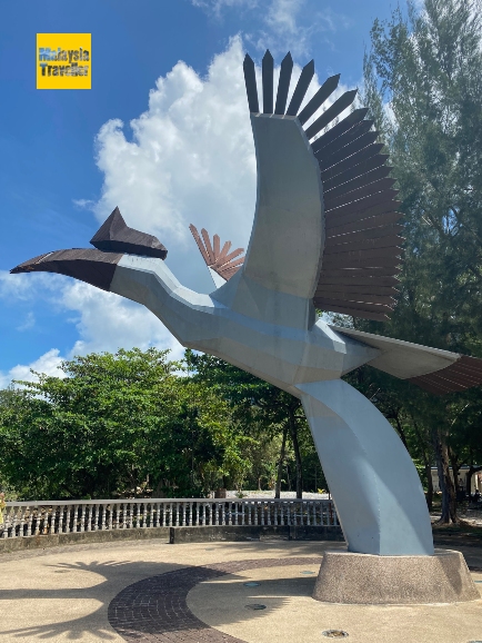 giant statue of a rhinoceros hornbill at Damai Beach giant statue of a rhinoceros hornbill at Damai Beach