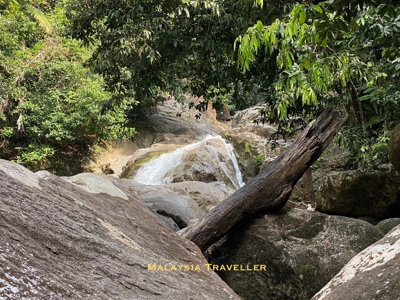 cascading water over rocks at Waterfall 1.
