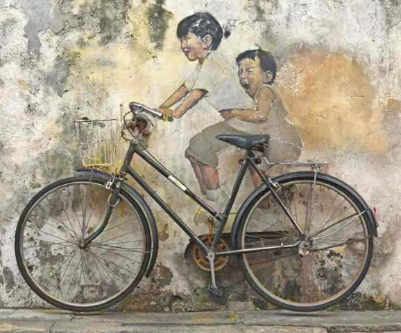 Ernest Zacharevic bicycle mural, Penang
