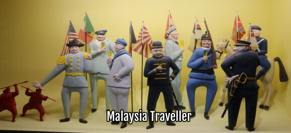 diorama showing flags and nationals of 8 countries occupying parts of China diorama showing flags and nationals of 8 countries occupying parts of China