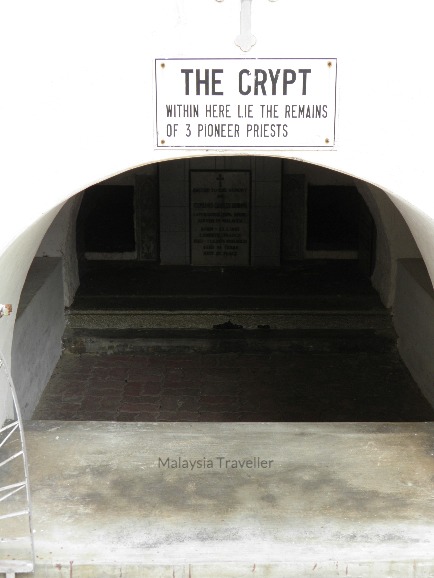 the crypt where the remains of 3 early missionaries including Frs Thomas Bourlier (died 2nd April 1855) and Charles Desbons (died 11th May 1876) are located the crypt where the remains of 3 early missionaries including Frs Thomas Bourlier (died 2nd April 1855) and Charles Desbons (died 11th May 1876) are located